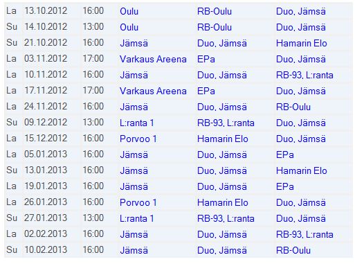 Sarjaohjelma 2012-13